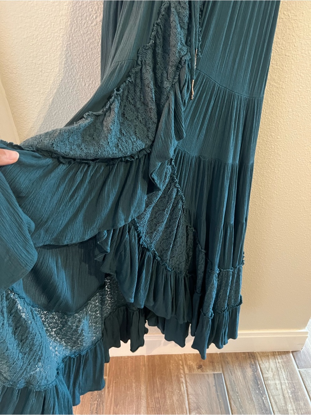 Free People Forest Green Tiered Maxi Dress - Picture 12 of 16